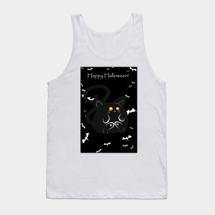 "Happy Halloween" Fat black Cat Tank Top